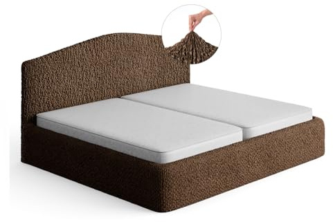 PAULATO - Husse für Kingsize-Bett über das Kopfteil und Grundgestell rüberziehen, Husse für Boxspringbetten 180-220cm Samt, bi-elastisches, maschinenwaschbares Gewebe Made in Italy - Kakao