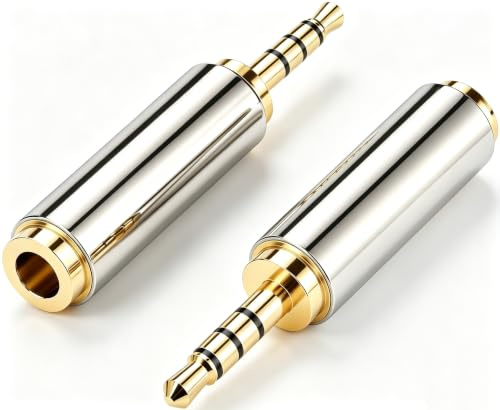 YFYWINSH - Adaptador de enchufe jack de 2,5 mm macho a 3,5 mm hembra (2 unidades), adaptador de audio jack, adaptador de toma de auriculares, compatible con smartphones, micrófonos y dispositivos de
