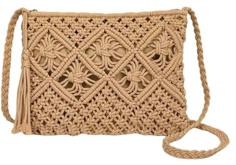 DAVBNM Straw Crossbody Bag for Women Zipper Handbag Summer Simple Small Beach Shoulder Bag Holiday Messenger Bags Clutch Woven Mobile Phone Wallet