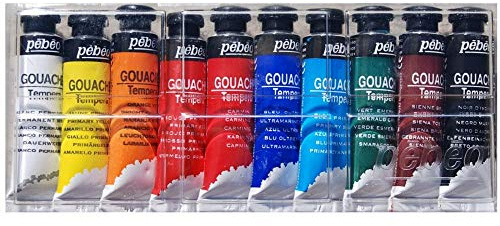 PEBEO 21305 Boîte de 10 Tubes de Gouache 10 ml Couleur Assorties