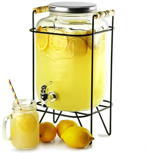 bar@drinkstuff Yorkshire Mason Jar Drinks Dispenser with Stand 8ltr - Case of 2 Beverage Dispenser, Mason Jar Beverage Dispenser, Juice Dispenser, Cocktail Dispenser, Vintage Drinks Dispenser