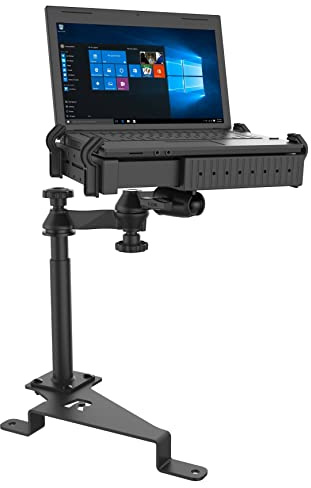 RAM MOUNTS No-Drill Laptop Mount for 2015–2026 Ford F-150 & 2017–2026 F-250–F-550, Seat Bolt Vehicle Mount with Dual Swing Arm, Adjustable Tele-Pole and Tough-Tray for 10-16 Laptops RAM-VB-195-SW1