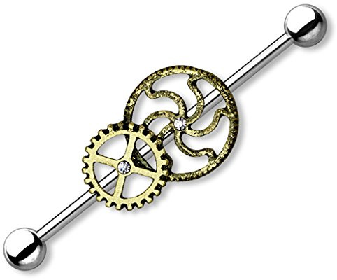 Autiga Industrial Stab Piercing Ohr Zahnräder Straight Barbell Hantel