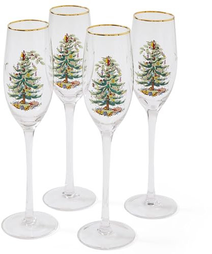 Spode Christmas Tree Champagne Flutes (Set of 4)