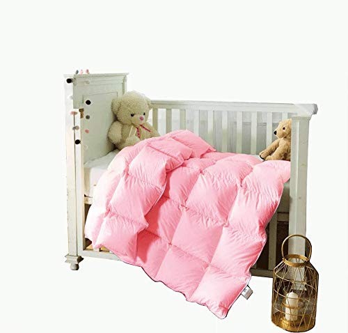 ROSE FEATHER Baby/Toddler/Travel/Crib Goose Down Comforter Duvet/Blanket Multifunctional,100% Organic Cotton & Washable Unisex Kids,All Season,Pink 33x43inchs
