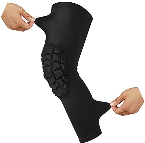 SZKANI Knee Pads Compression Leg Sleeve Knee Sleeve for All Sports Wrestling Protector Gear, 1 Pair of Knee Paded(Black_2 Pack, Medium)