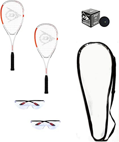 Dunlop - Set di Racchette da Squash per Principianti (Include 2 Racchette, 2 Occhiali, 1 Palla, Coperchio)