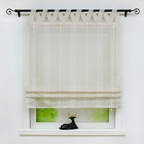Joyswahl Raffrollo halbtransparentes Unifarbiges Bändchenrollo mit Längsstreifen »Thea« Schals mit Schlaufen Fenster Vorhänge BxH 100x140cm Taupe 1er Pack