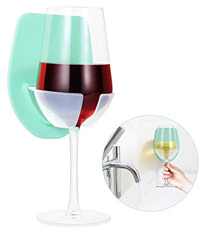 SagaSave Badewanne Weinregal, Kunststoff Weinglashalter für die Dusche im Bad Rotwein Glashalter Wein Glas Halter für Weingläse (Grün)