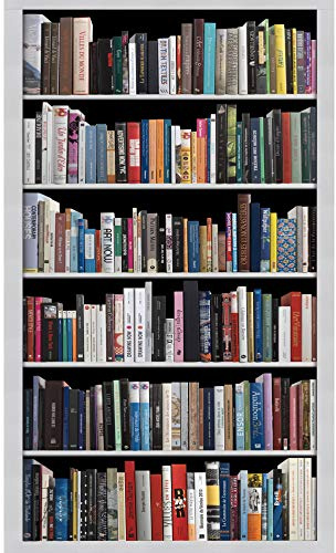 PLAGE Papier peint intissé panoramique 250 cm X 150 cm, photo d'une bibliothèque moderne remplie de livres, mélange de littérature.