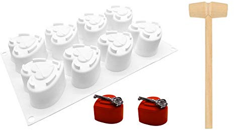 YGMXZL Stampo in silicone a forma di cuore, 3D a forma di cuore a forma di diamante, stampo in silicone antiaderente per cioccolato, dessert, torte, caramelle, cupcake (8 cavità A)