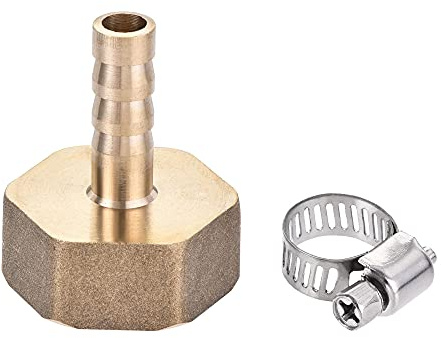 sourcing map Raccord de tuyau cannelé en laiton 8 mm x G3/4 femelle avec collier de serrage et rondelle