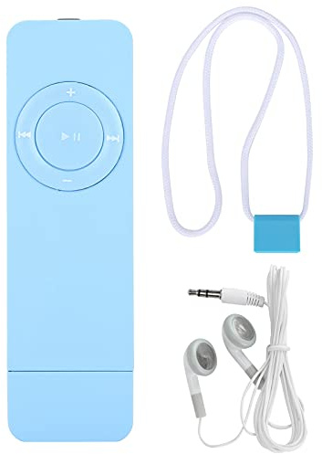 Yunseity MP3 Player,USB-Direktaufladung Unterstützt Plug-in-MP3 Player Mit Umhängeband und Kopfhörer,USB-Stick Unterstützt Externe Wiedergabe MP3-Player(Blau)