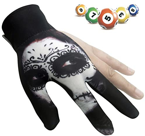 Sahgsa 3 Finger Billard Handschuh, Elastisch, Rutschfest, Verschleißfest, Unisex, Linke Hand, Billard Zubehör Mann Frau