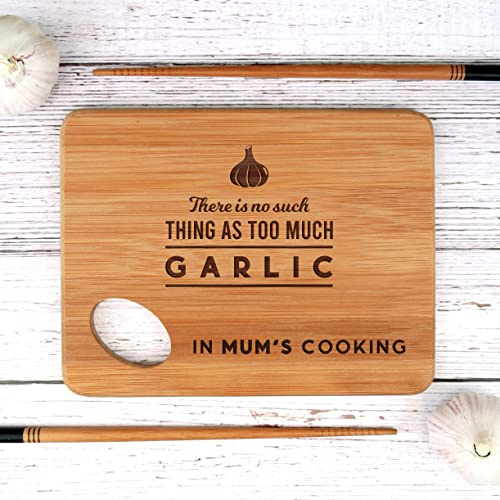 eBuyGB Small Personalised Wooden Chopping Board, There is No Such Thing As Too Much Garlic, Funny Cooking Gift, Serving Cutting Board, Garlic Lover Gifts for Him Her