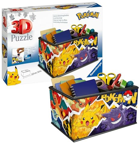 Ravensburger - Puzzle 3d Pokemon Storage Box | Puzzle 3d Bambini A Partire Dagli 8 Anni | Modellismo Da Costruire Bambini Di 216 Pezzi | Regalo Bambino 8 Anni E Più