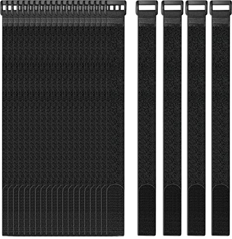 24 Pack Hook and Loop Straps Reusable Fastening Cable Straps MultiPurpose Cinch Strap Management Cord Organizer Securing Straps Nylon Cable Cable Organizer for Home, Office and Data Centers (1x20)