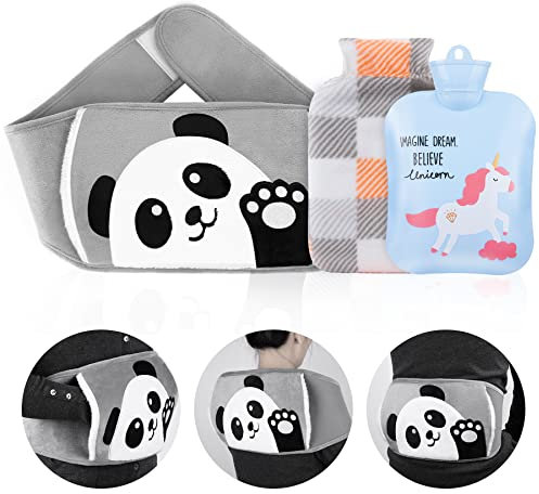 Wärmflasche aus Gummi mit Weichem Plüschbezug Wärmflaschengürtel für Nacken, Schulter, Rücken und Beine – Ideal für Kinder, Erwachsene und Senioren