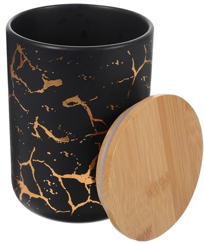 UPKOCH Keramik Teebehälter Mit Deckel – Schwarze Vorratsdose Für Losen Tee, Süßigkeiten Und Gewürze – Luftdichtes Design Für Langfristige Aufbewahrung – 14,2 X 10,3 Cm