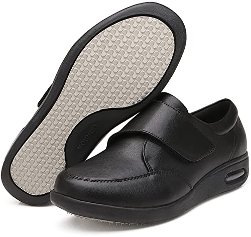 Pie Diabetico Zapatos Ancho Especial Hombre Zapatos diabéticos para Hombre Zapatos de Hombre con Empeine Alto pies hinchados Sandalias para Hombre diabéticos,Negro,47 EU