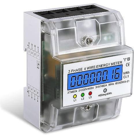 Contatore Energia Elettrica Trifase 230/400V 5-100A Contatore Elettrico Digitale Trifase a 4 Fili, Misuratore Consumo Elettrico per Sistemi di Misurazione Della Potenza