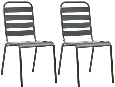 ZEYUAN Stapelbare Gartenstühle 2 STK Balkonstuhl, Möbelsets, Gartensessel, Garten Stühle, Gartenmöbel, Balkon Stühle, Terrassenstühle, Sessel Outdoor, Hochlehner, Stahl Grau