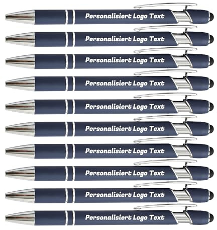 HEYZARDA Kugelschreiber mit Gravur Namen Logo, Marine, 50 Pcs | Personalisierter Stift, mit Touchpen, Touchscreen Stifte, für Hochzeit, Eigenem, Kirche, Party, Geschenke, Metall