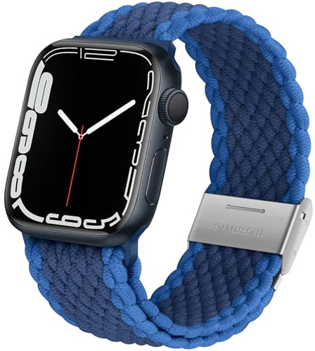 Anlinser Compatible avec Bracelet Apple Watch 49mm 46mm 45mm 44mm 42mm, Bracelets Élastique Sport Solo Loop avec Réglable pour iWatch Ultra 3/2/1 SE Série 11 10 9 8 7 6 5 4-1, Bleu