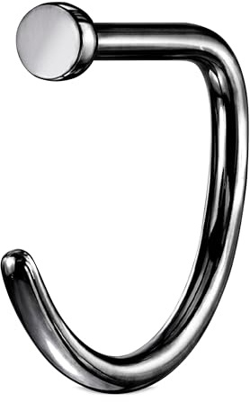 Stachelkleid Nasen Piercing Titan Ring Ohne Gewindelos Schraube Screw Stab gebogen hypoallergen leicht einteilig Schwarz, 1 mm, 8 mm