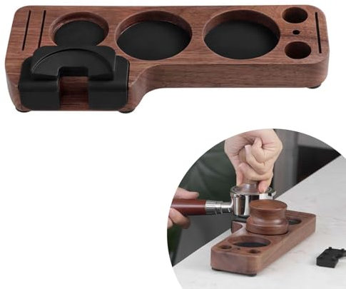alouweekuky Tamper Station, 51-58mm Kit Cafe Barista Universal Prensador de Cafe Station en Madera Soporte para Manipulación de Café para Portafiltros, Tamper y Distribuidor