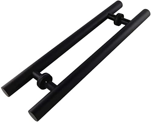 Push-Pull-Türgriff aus Edelstahl für Glastüren/Holztüren/Metalltüren/Scheunentore - Schwarz/Silber, 6 Größen