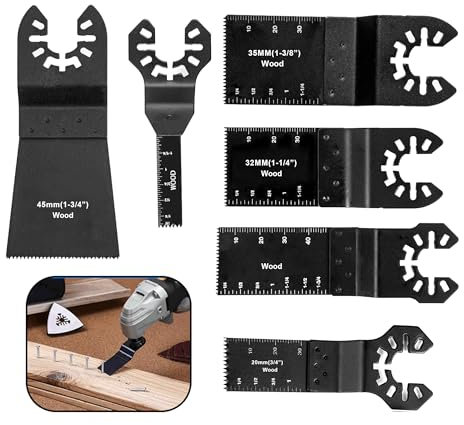 Cuchillas Multiherramienta de Corte de Madera, 6 Piezas Cuchillas Oscilantes Accesorios Multiherramienta Hojas de Sierra Oscilantes para Madera Plástico Metal, Negro