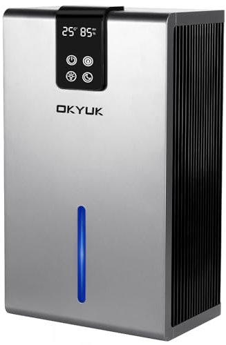 Deumidificatore elettrico 2700 ml, deumidificatore per casa con spegnimento automatico, luce LED a 7 colori, ideale per camper, bagno, camera da letto, cantina (grigio)