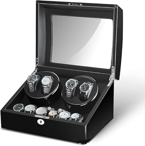 Queeucaer 4+6 Automatik Uhrenbeweger Uhrenbox, Uhrenkasten, Watchwinder Box,für Die Aufbewahrung Und Präsentation Ihrer Uhren in Einem Geschäft Oder Zu Hause,Brau