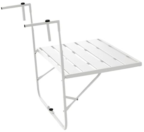 WEIDPHL Balkon-Hängetisch, Hängender Terrassentisch, Balkon-Stehtisch Mit Metallrahmen, Outdoor-Klapptisch Für Balkon Verschiedene Geländer,Weiß