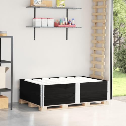 FENLAX Paletten-Aufsatzrahmen 2 STK. 150x100x41 cm Pflanzkasten Palettenrahmen Gemüsebeet Kräuterbeet Pflanzbereichen aus Holz Pflanzbeet Gartenbeet Hochbeet Rechteckig Schwarz Kiefernholz