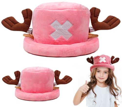 MeYuxg Anime Cosplay Hut, One Piece Chopper-Mütze Rosa, Anime Cartoon Hat, Winterplüschmütze, Cosplay Party Geburtstag Plüschmütze, Süße Hüte Warm und Bequem für Erwachsene und Kinder