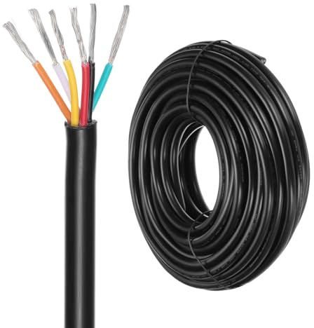 DMiotech 20 Gauge Wire Electrical Wire 6 Conductor, 20 AWG Extension Cable Cord 50 Ft/15 m UL2464 300V Stranded Tinned Copper Wire for LED Lighting Automotive