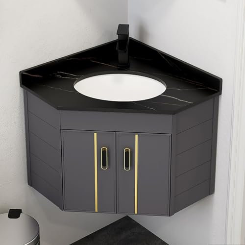 Lavandino da bagno angolare a parete Lavandino da bagno angolare Mobiletto da bagno angolare piccolo Mobiletto con lavabo Mobiletto sospeso Mobiletto da bagno con profondità ridotta Lavamani da bagno