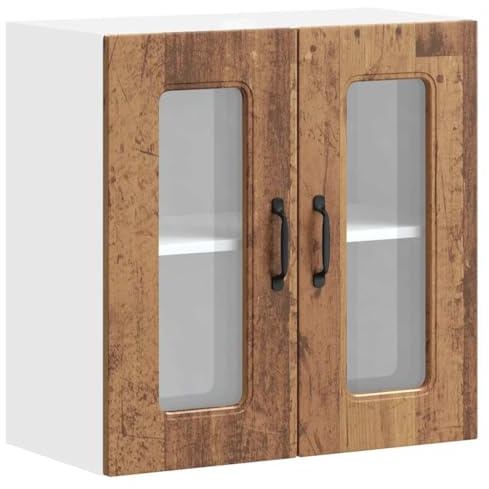 vidaXL Küchen-Hängeschrank mit Glastür Kalmar Altholz-Optik Holzwerkstoff