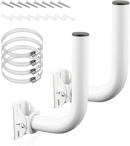 2pcs Universal Wireless Bridge Bracket Mount, Iron J Pole Aerial Mount Bracket 180 Degree Adjustable Pole and Wall-Mounted Mounting for Outdoor Point-to-Point WiFi Access Point CPE Client Bridging