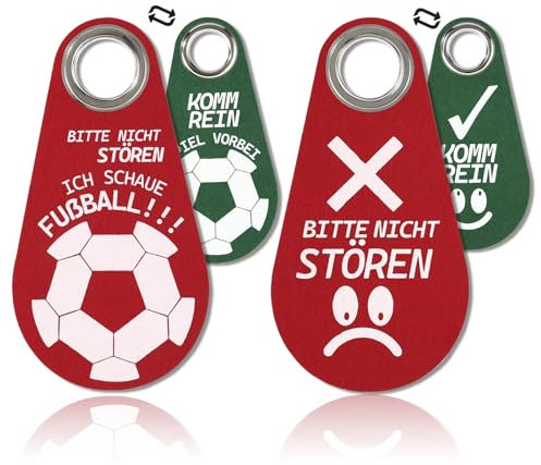 XIAONIU Bitte Nicht stören, ich schaue Fußball oder komm rein, 2Stück Türanhänger aus Filz, fussball geschenke jungen, fussball geschenke männer, geschenke für junge männer, Geburtstagsgeschenk