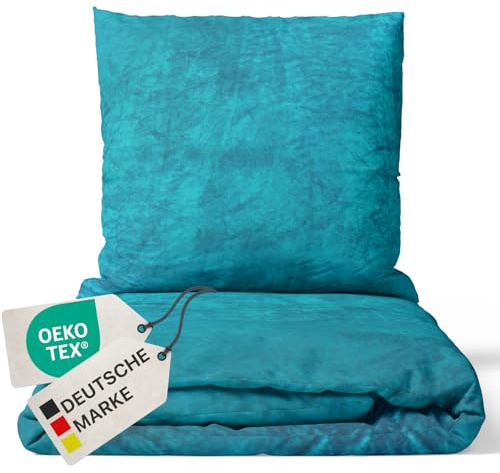NYVI Winter Bettwäsche Set DreamScience Cashmere Touch 135x200 + 80x80 cm Petrol - Kuschelweich & Wärmend - Mit Reißverschluss, Oeko-TEX Zertifiziert, für Allergiker geeignet