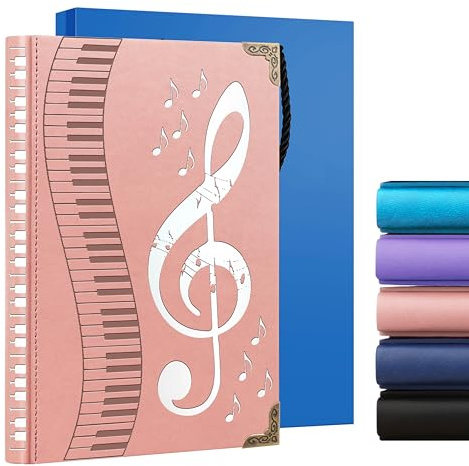 JOHSBYD A5 Pink Piano Gift for Women Men Faux Leather Vintage Notebook Music Teacher Appreciation Gifts Music Lovers Gift,Piano Lovers Gifts for Piano Players Teachers Student (Piano Pink)