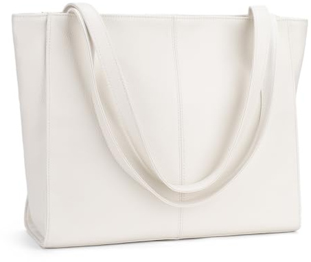 befen Echtleder Handtasche Damen Groß Shopper Tasche mit 14 Zoll Laptopfach | Mode Leder Tote Bag Schule Arbeit Freizeit Henkeltasche mit Reißverschluss