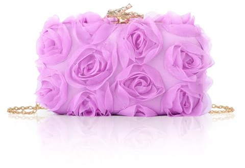 Jywmsc Borsa da Donna con Pochette Borsa da Sera Formale con Fiori in Pizzo Borsa a Tracolla con Tracolla a Catena