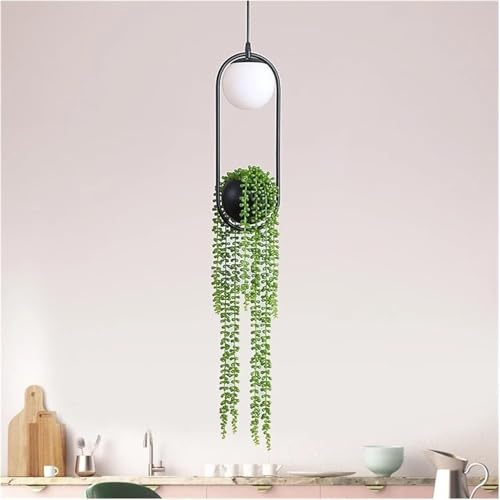 chandelier Chandelier, DIY Ring Plant Pendant Lights Black Flower Pot Hanging Lamp Dining Room Bar Restaurant Home Decor Lighting Fixtures,Warm Pendant Lights (Cold White with Plant) pendant lamp