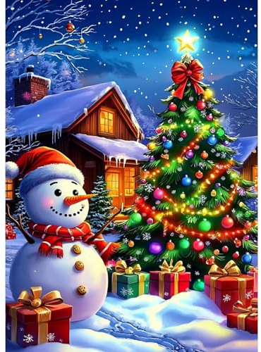 MAXBYE Diamond Painting Kit Completo Árbol de Navidad, 5D Pintura Diamante Adultos Muñeco de Nieve, DIY Diamond Painting Art Punto de Cruz Cristal Para Decoración de Pared Hogar Regalo 30x40cm