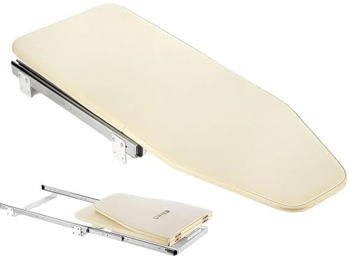 SAYEYBU Tabla Planchar Plegable Giratoria, Tabla Planchar RetráCtil Oculta con DiseñO Deslizante Silencioso, EstacióN Planchado ExtraíBle y Guardable Armario para Casa y Apartamento,Beige
