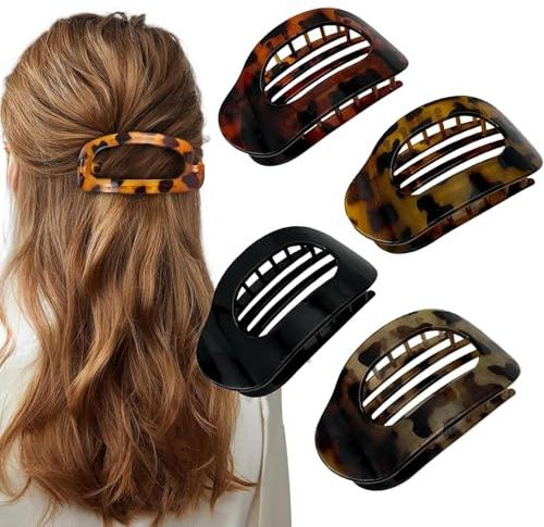 Pinzas planas para el cabello para mujer, pelo de 2025, clip para el pelo para niñas y mujeres, cabello grueso y fino (4 unidades-C)